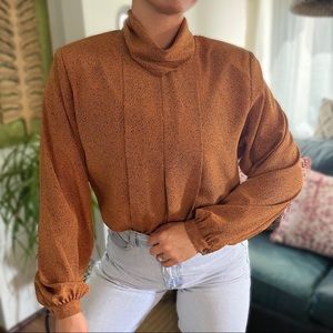 VTG 80s High Cowl Neck Rust Top SZ 12